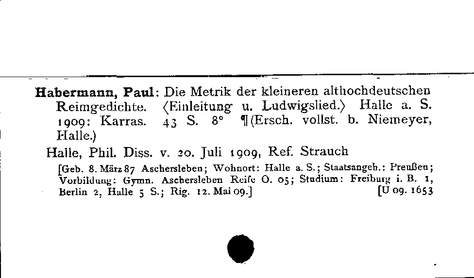 [Katalogkarte Dissertationenkatalog bis 1980]