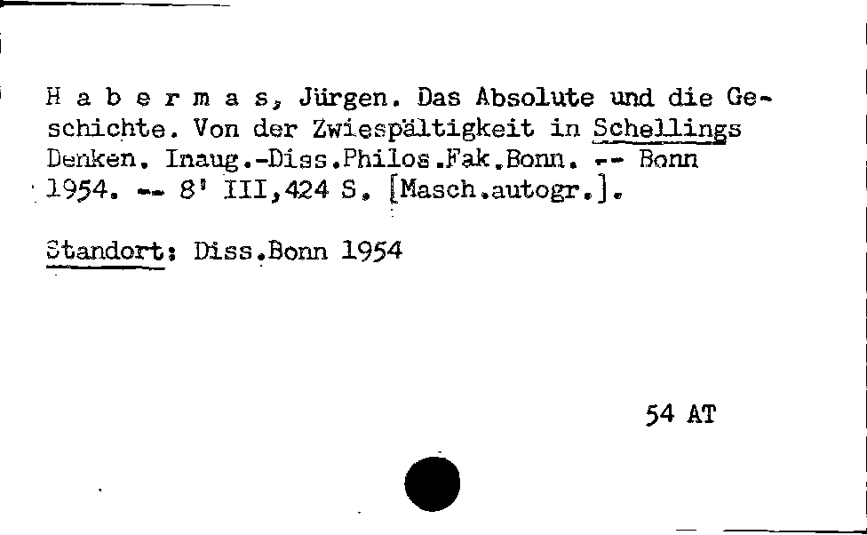 [Katalogkarte Dissertationenkatalog bis 1980]