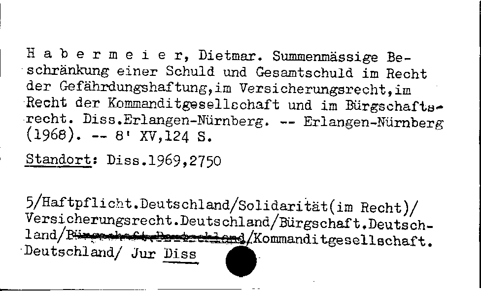 [Katalogkarte Dissertationenkatalog bis 1980]