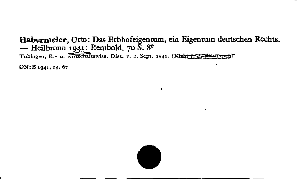 [Katalogkarte Dissertationenkatalog bis 1980]