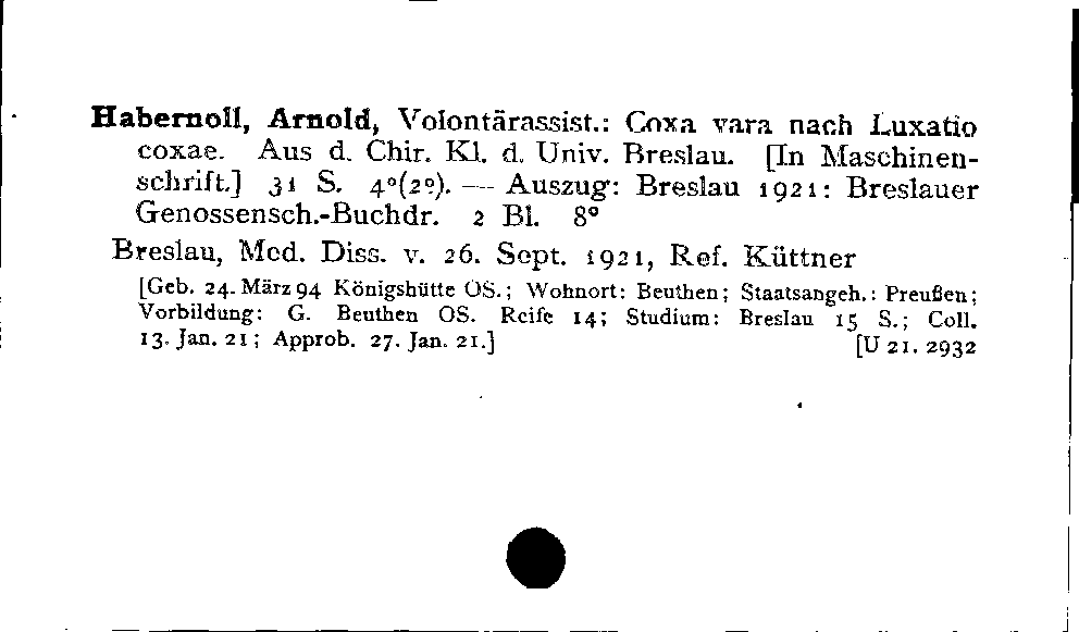 [Katalogkarte Dissertationenkatalog bis 1980]