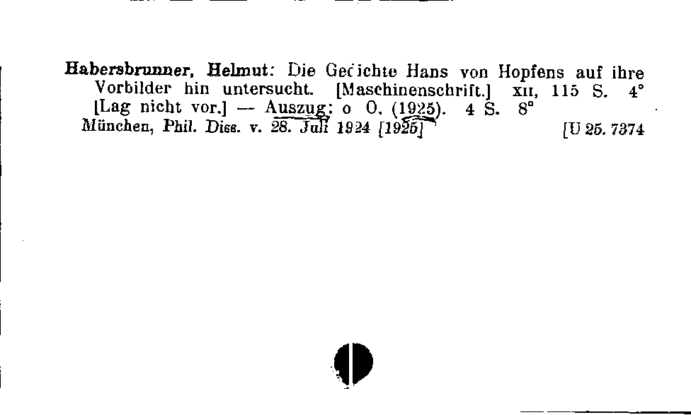 [Katalogkarte Dissertationenkatalog bis 1980]