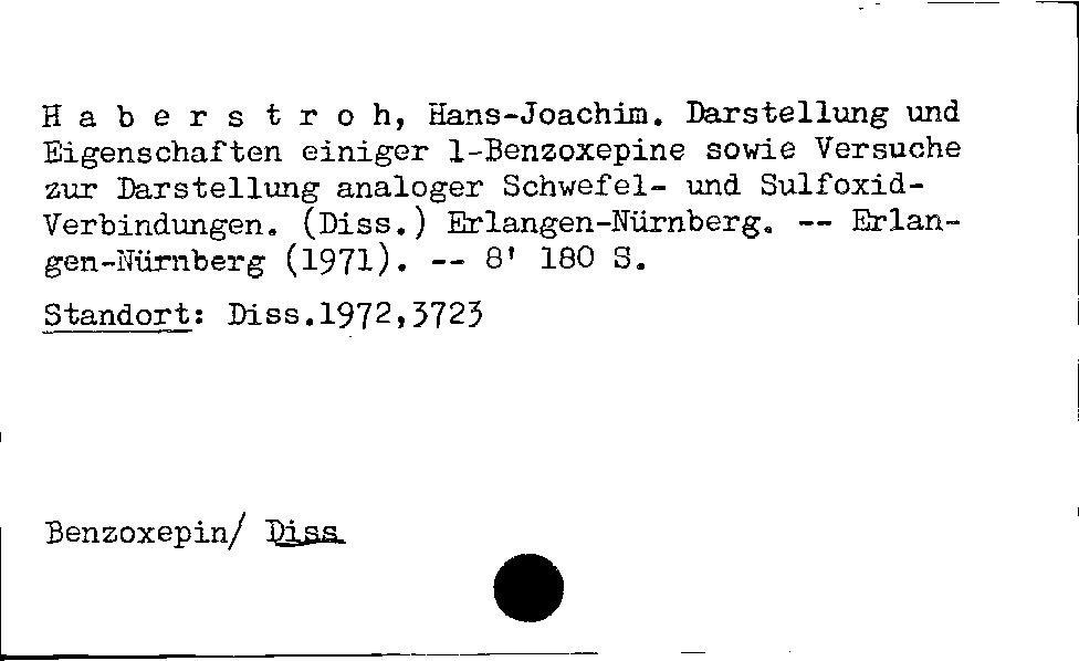 [Katalogkarte Dissertationenkatalog bis 1980]