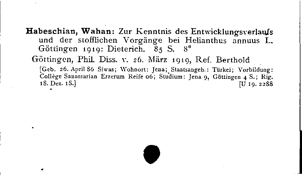 [Katalogkarte Dissertationenkatalog bis 1980]