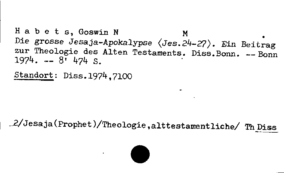 [Katalogkarte Dissertationenkatalog bis 1980]