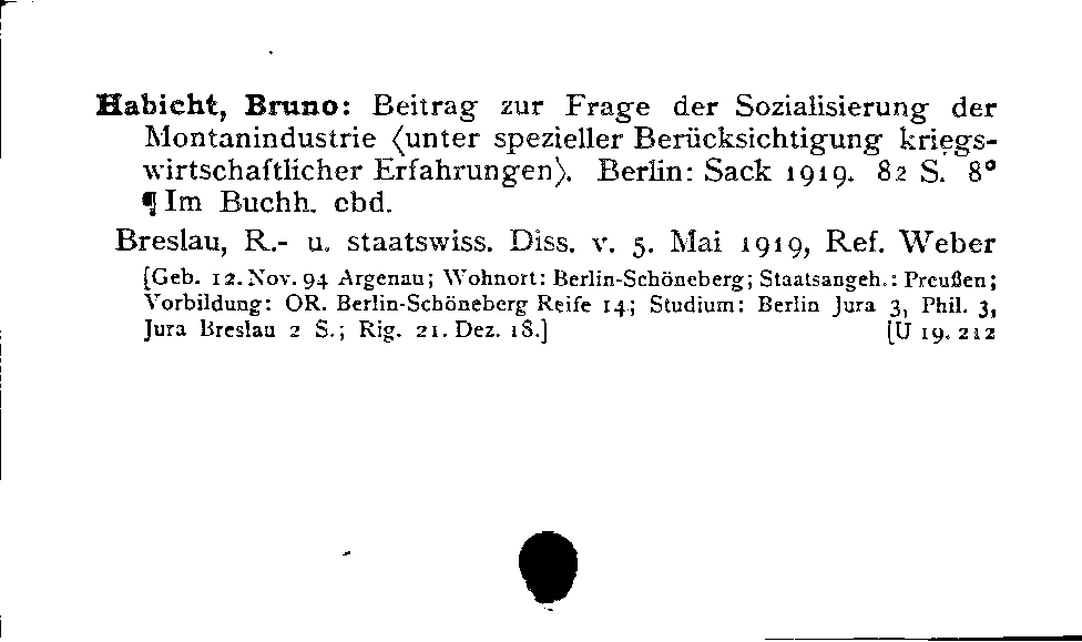 [Katalogkarte Dissertationenkatalog bis 1980]