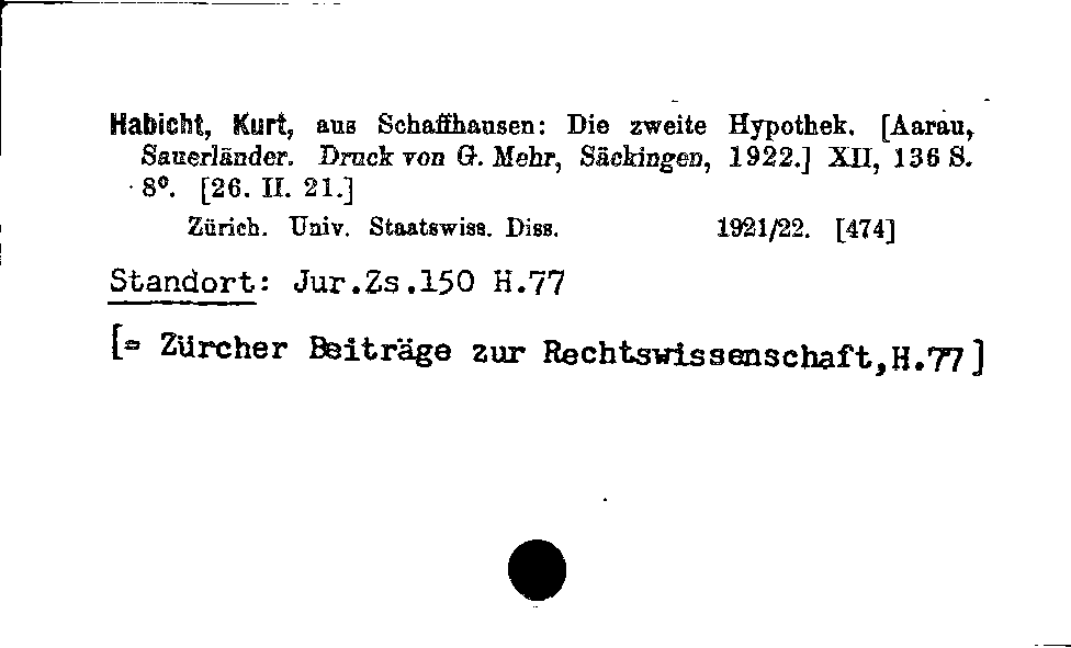 [Katalogkarte Dissertationenkatalog bis 1980]