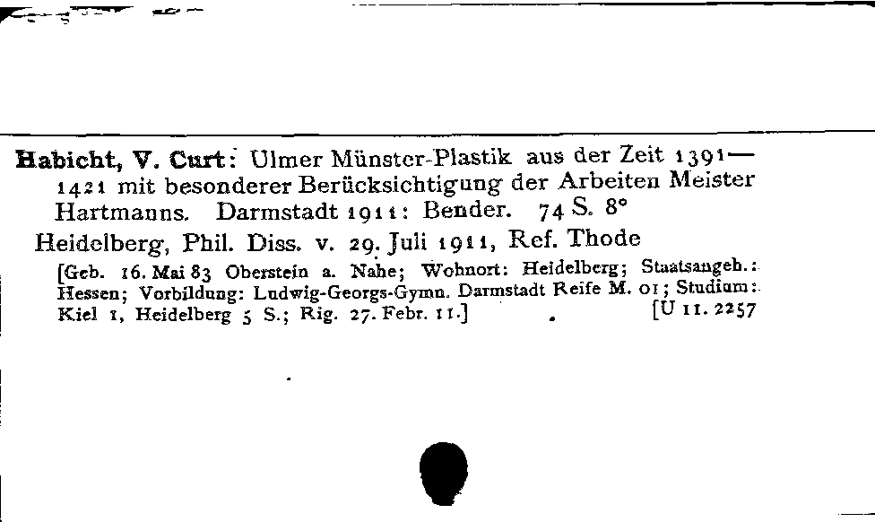 [Katalogkarte Dissertationenkatalog bis 1980]