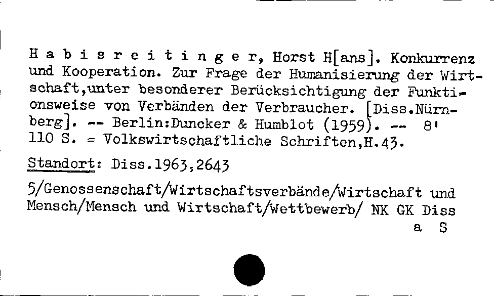 [Katalogkarte Dissertationenkatalog bis 1980]