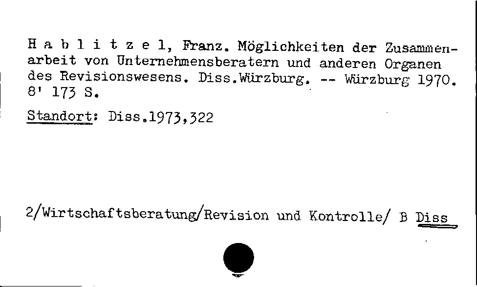 [Katalogkarte Dissertationenkatalog bis 1980]