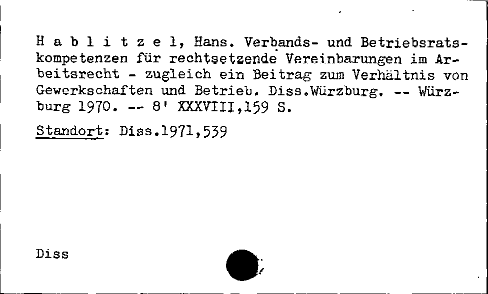 [Katalogkarte Dissertationenkatalog bis 1980]