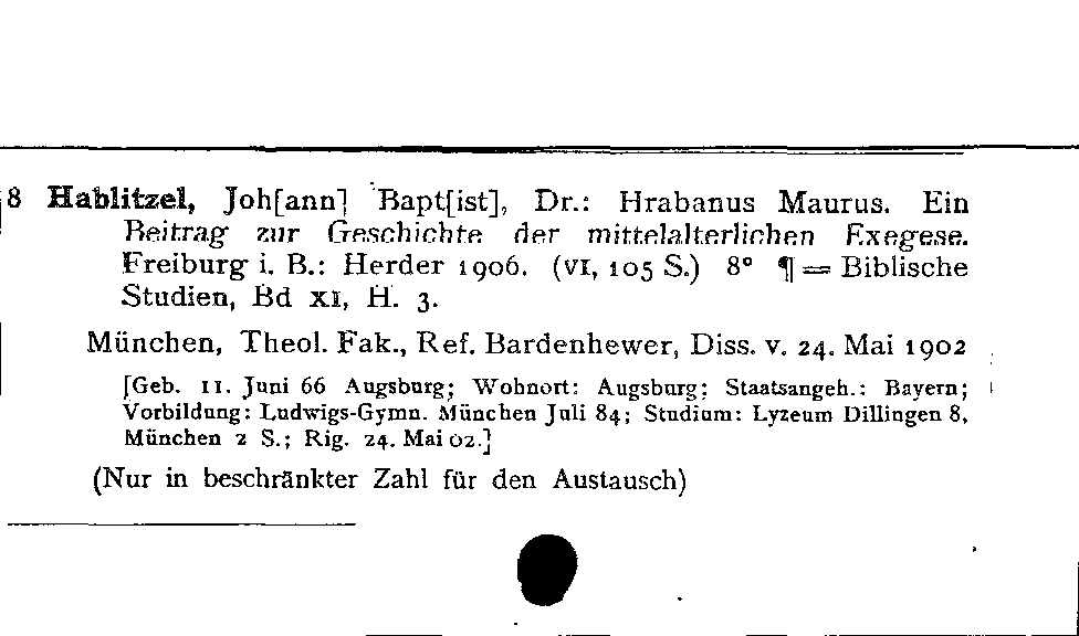 [Katalogkarte Dissertationenkatalog bis 1980]