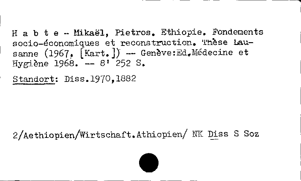 [Katalogkarte Dissertationenkatalog bis 1980]