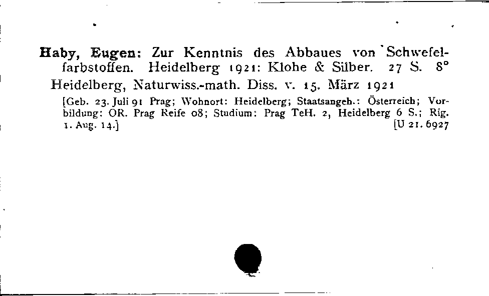 [Katalogkarte Dissertationenkatalog bis 1980]