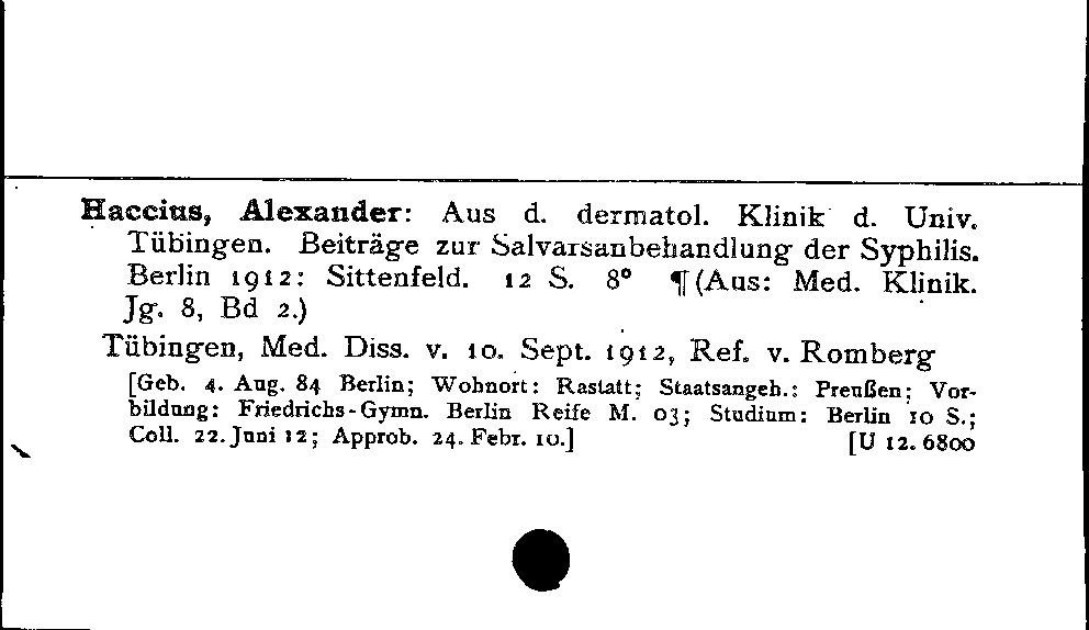 [Katalogkarte Dissertationenkatalog bis 1980]