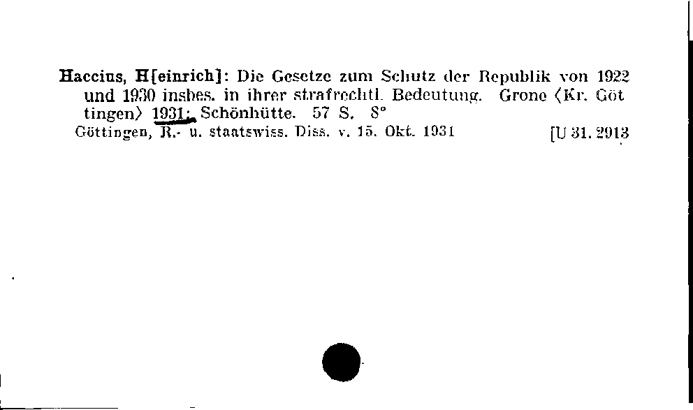 [Katalogkarte Dissertationenkatalog bis 1980]