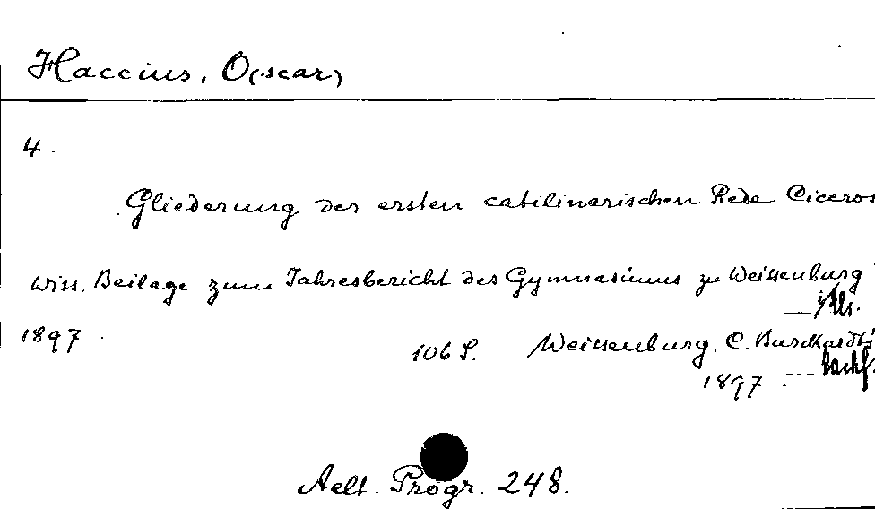 [Katalogkarte Dissertationenkatalog bis 1980]