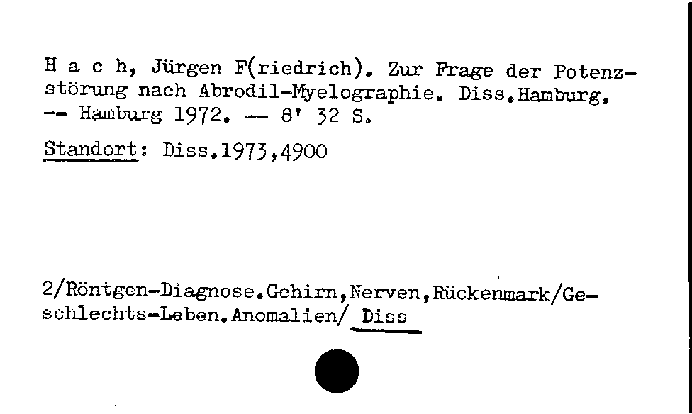 [Katalogkarte Dissertationenkatalog bis 1980]