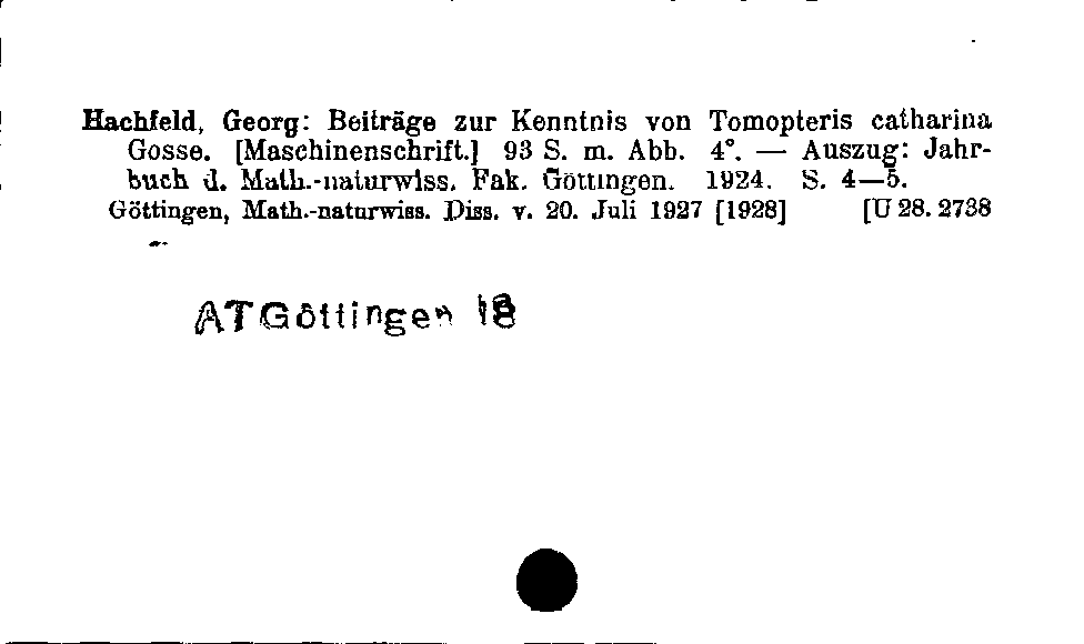 [Katalogkarte Dissertationenkatalog bis 1980]