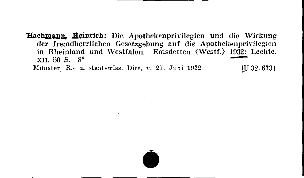 [Katalogkarte Dissertationenkatalog bis 1980]