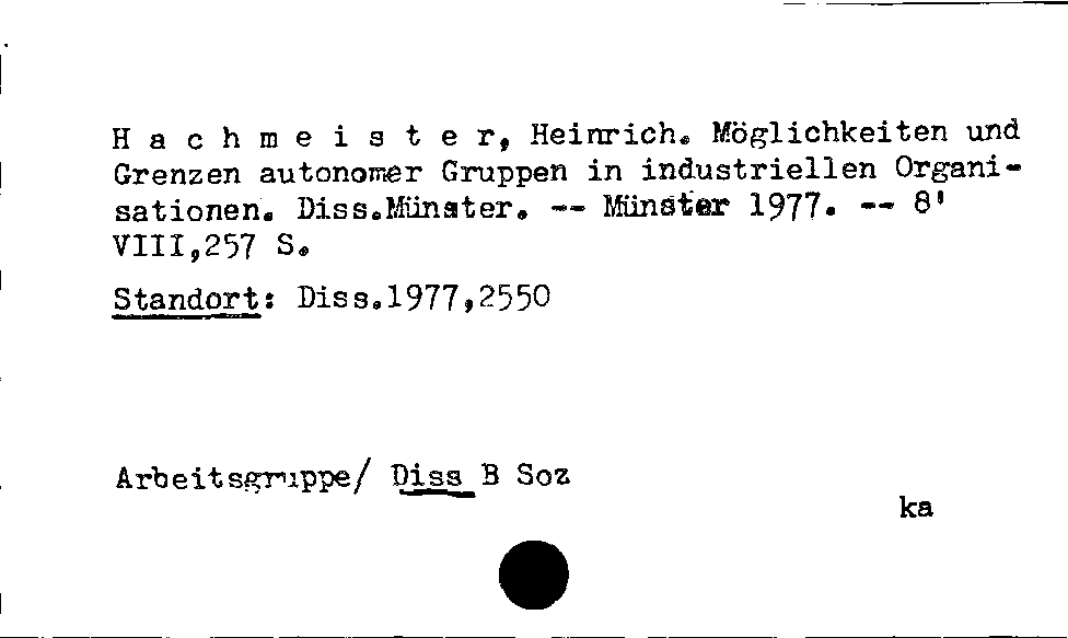 [Katalogkarte Dissertationenkatalog bis 1980]