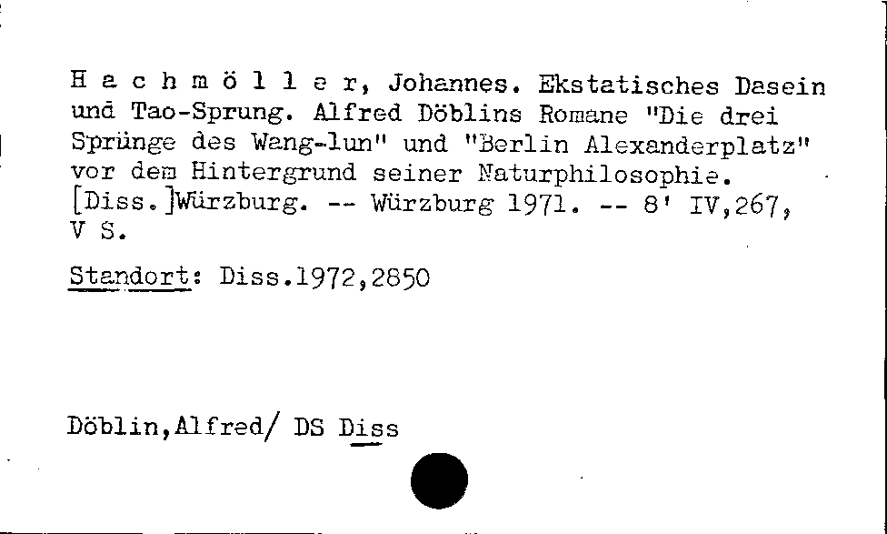 [Katalogkarte Dissertationenkatalog bis 1980]