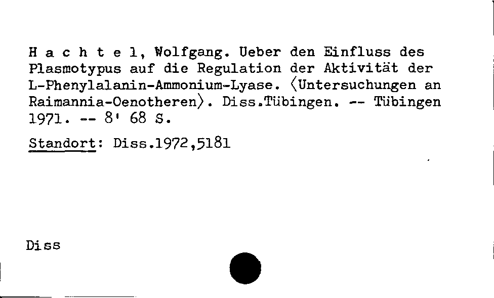 [Katalogkarte Dissertationenkatalog bis 1980]