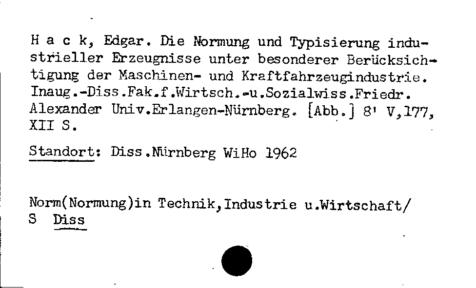 [Katalogkarte Dissertationenkatalog bis 1980]