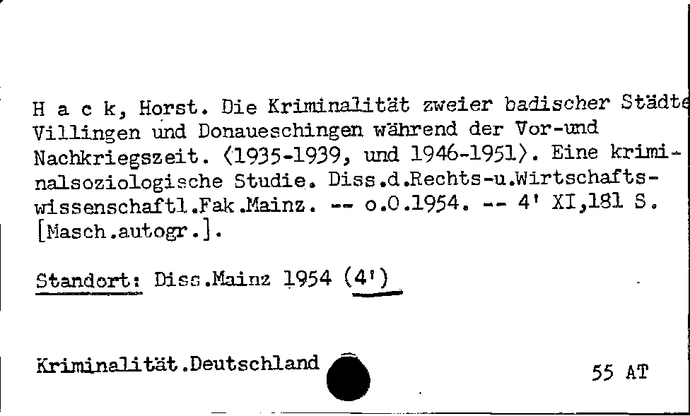 [Katalogkarte Dissertationenkatalog bis 1980]