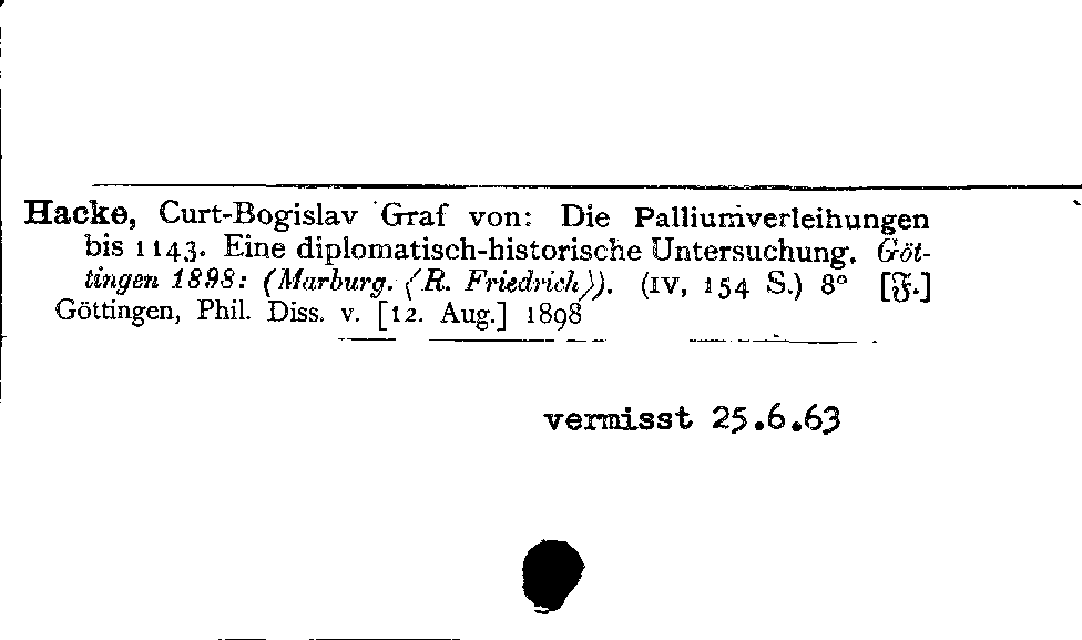 [Katalogkarte Dissertationenkatalog bis 1980]