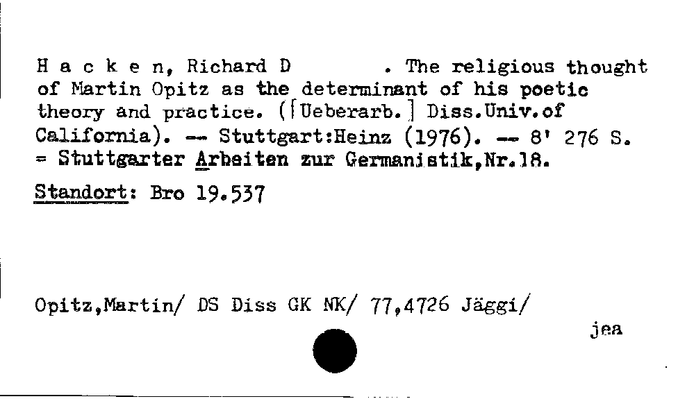 [Katalogkarte Dissertationenkatalog bis 1980]