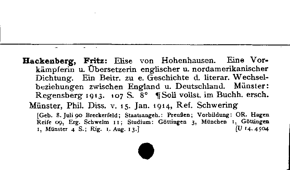 [Katalogkarte Dissertationenkatalog bis 1980]