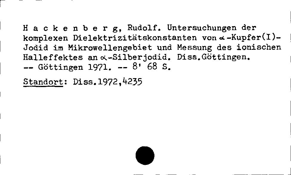 [Katalogkarte Dissertationenkatalog bis 1980]