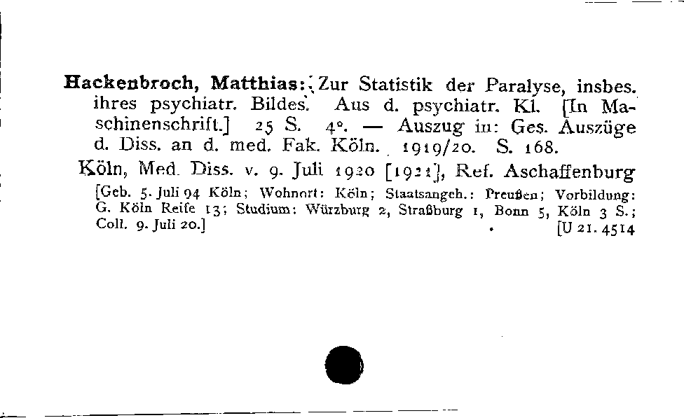 [Katalogkarte Dissertationenkatalog bis 1980]