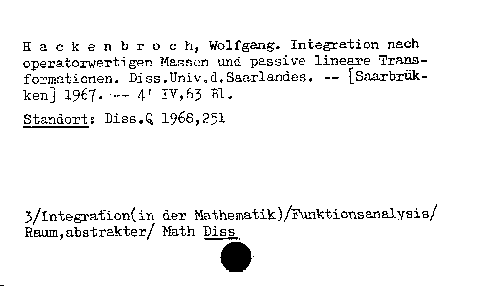 [Katalogkarte Dissertationenkatalog bis 1980]