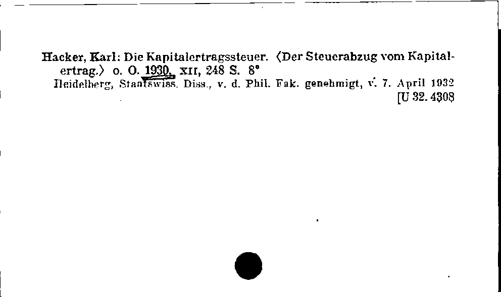 [Katalogkarte Dissertationenkatalog bis 1980]