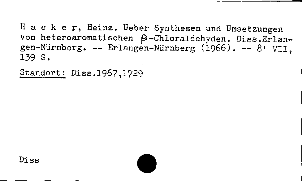 [Katalogkarte Dissertationenkatalog bis 1980]