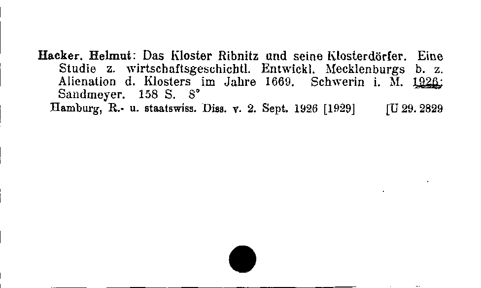 [Katalogkarte Dissertationenkatalog bis 1980]