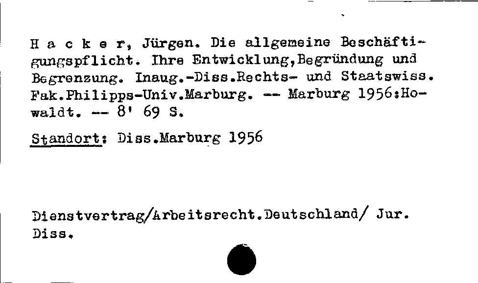 [Katalogkarte Dissertationenkatalog bis 1980]