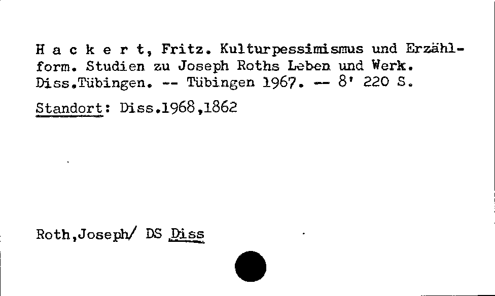 [Katalogkarte Dissertationenkatalog bis 1980]