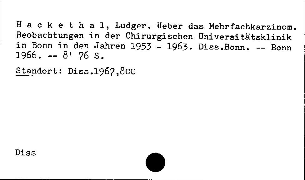 [Katalogkarte Dissertationenkatalog bis 1980]