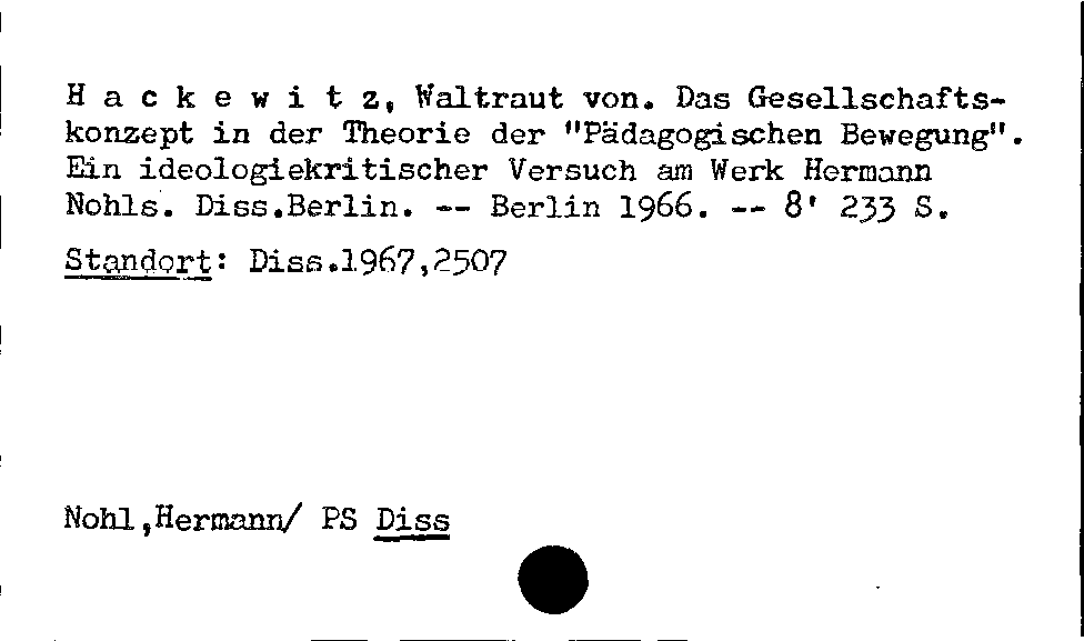 [Katalogkarte Dissertationenkatalog bis 1980]