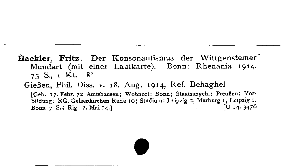 [Katalogkarte Dissertationenkatalog bis 1980]