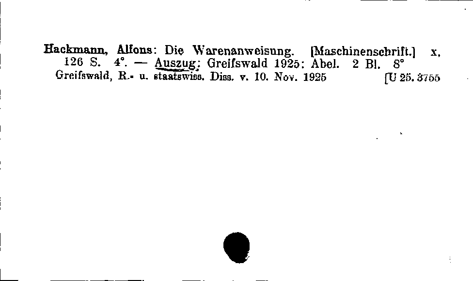 [Katalogkarte Dissertationenkatalog bis 1980]