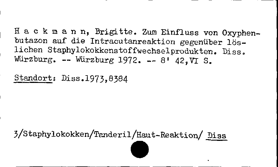 [Katalogkarte Dissertationenkatalog bis 1980]