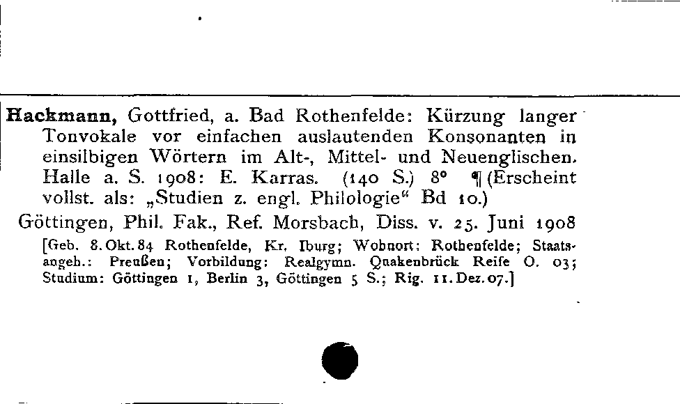 [Katalogkarte Dissertationenkatalog bis 1980]