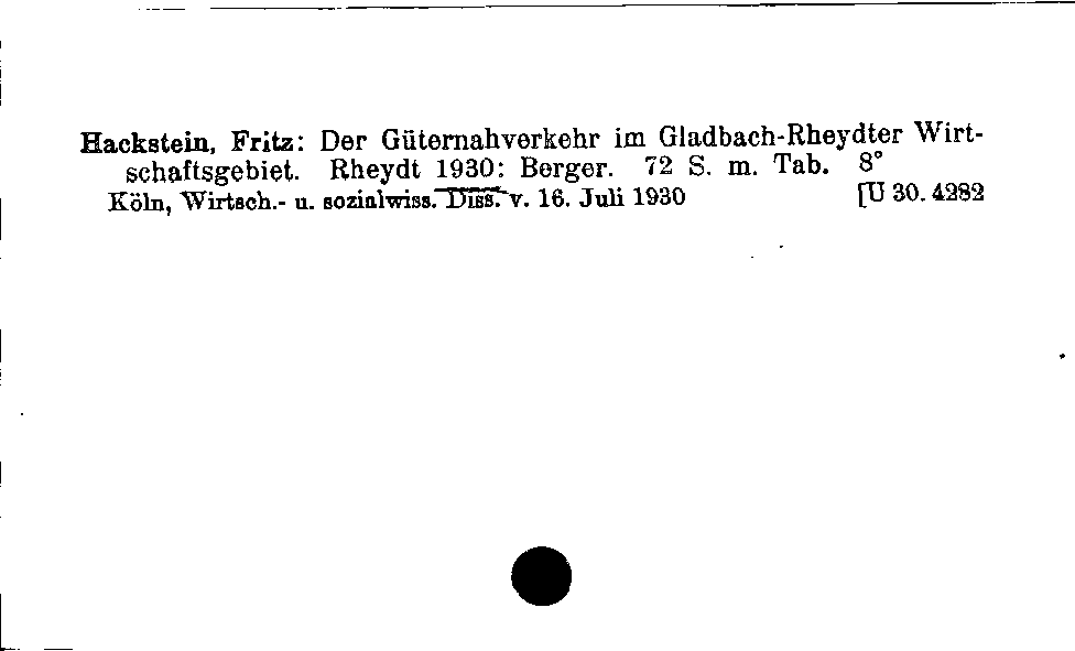 [Katalogkarte Dissertationenkatalog bis 1980]