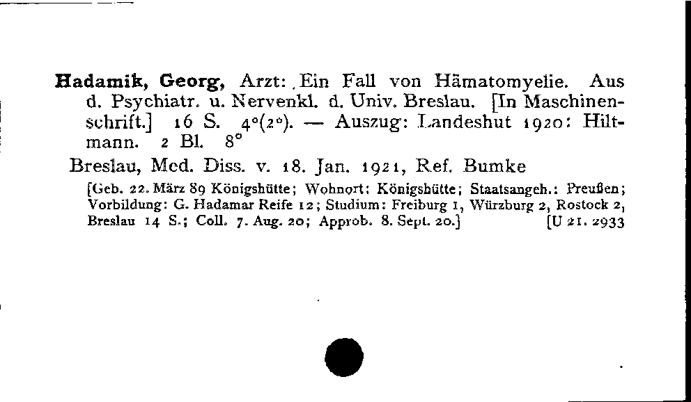 [Katalogkarte Dissertationenkatalog bis 1980]