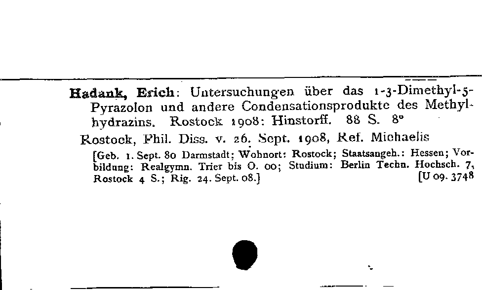 [Katalogkarte Dissertationenkatalog bis 1980]