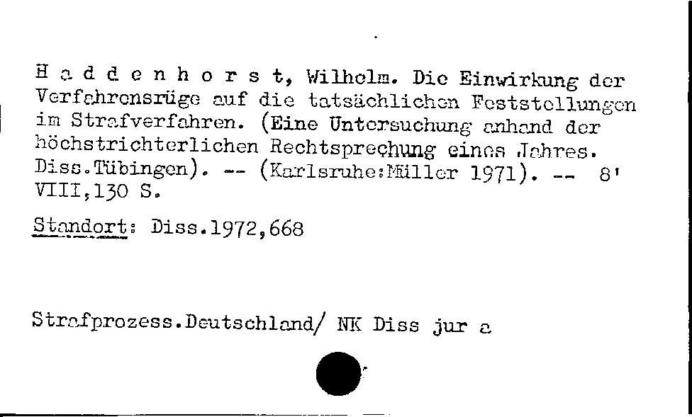 [Katalogkarte Dissertationenkatalog bis 1980]